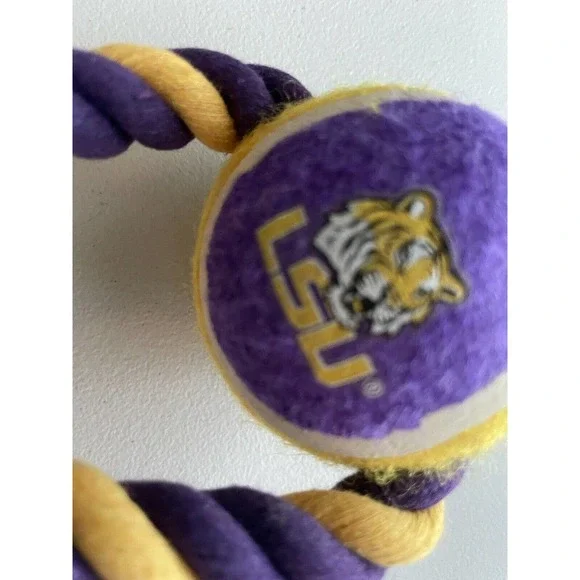 DOG PULL TOY ROPE LSU LOUISIANA STATE GEAUX TIGERS PURPLE GOLD BATON ROU… - Picture 2 of 5